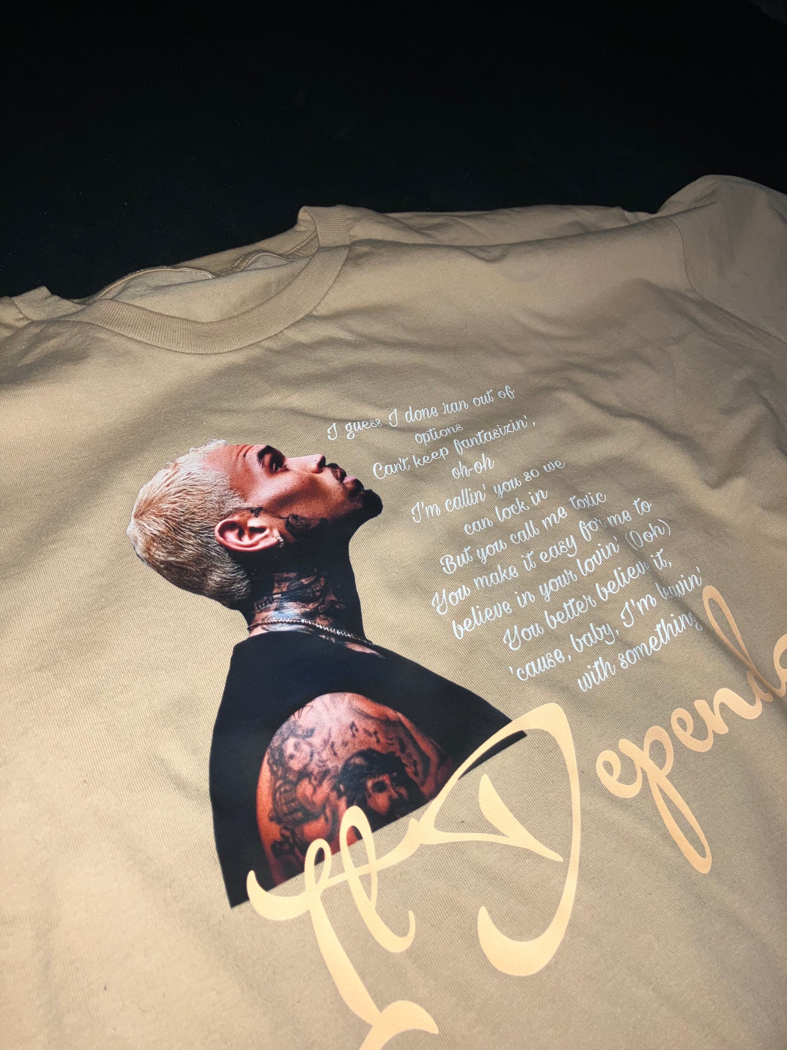 Light Brown Heavyweight Chris Brown “It Depends” Inspired T-shirt
